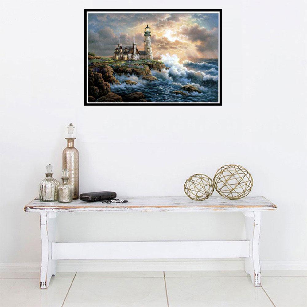 Diy Diamond Painting 5D Brand New Landscape Lighthouse Diamond Mosaic Forest House Cross Stitch Kit Home Decoration Handmade Gif