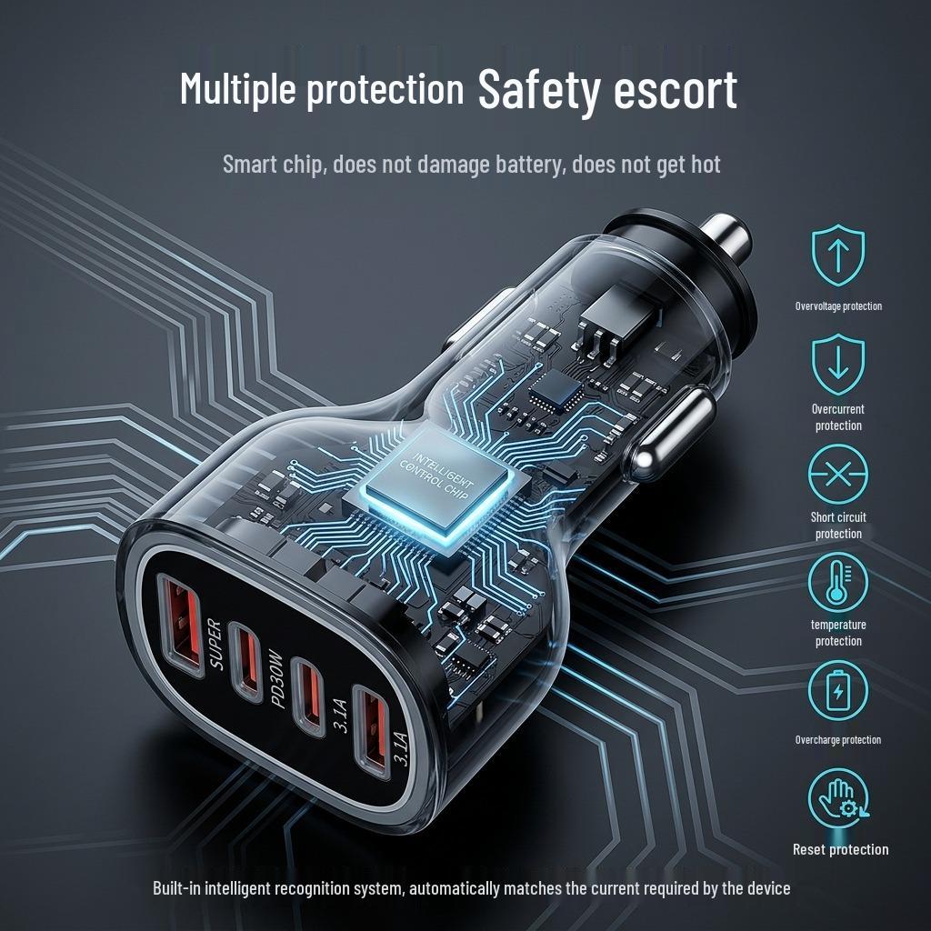 80 Вт Многопортовое автомобильное зарядное устройство от прикуривателя PD и QC3.0, 3 конвертера Type-C для быстрой зарядки, Универсальное 12 В/24 В.
