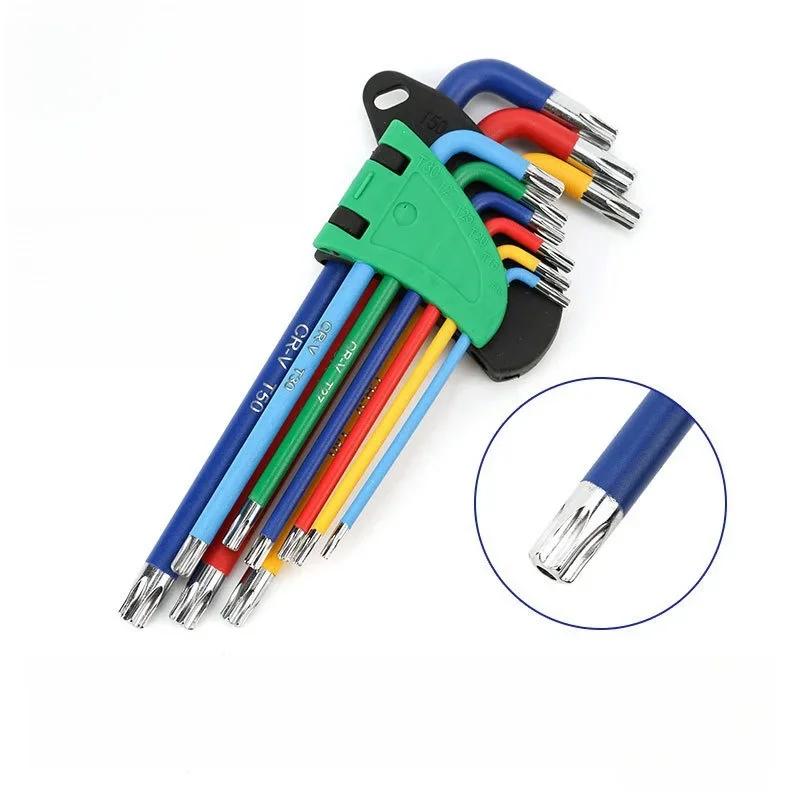 Набор цветных шестигранных ключей L-образный гаечный ключ для шестигранного винта 9 шт. Внутренний шестигранный ключ 1,5 мм - 10 мм шестигранный гаечный ключ инструменты для ремонта велосипеда