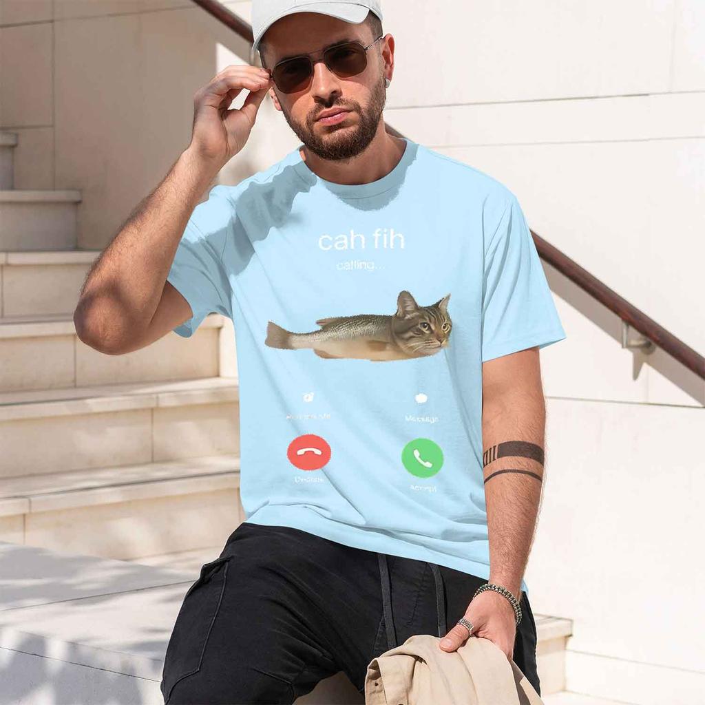 2026 New Model Cah Fih Tshirt Funny Calling Fish Hybrid T Shirt Absurd Humor Internet Culture Gift Viral Summer Men Tshirt
