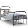 Metal Bed Frame with Headboard and Footboard Black 75 x 190 cm