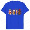 Merry Christmas Beers Men's T-shirt Drinking Lover Tees Shirt Funny Santa Beer Christmas Lights Graphic Oversized Tops for Men