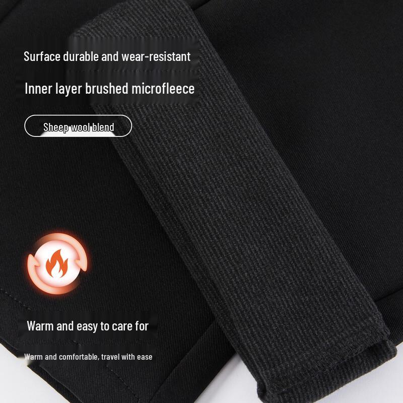 MONTAGUT Men's Brushed Merino Wool Blend Straight-Leg Casual Pants