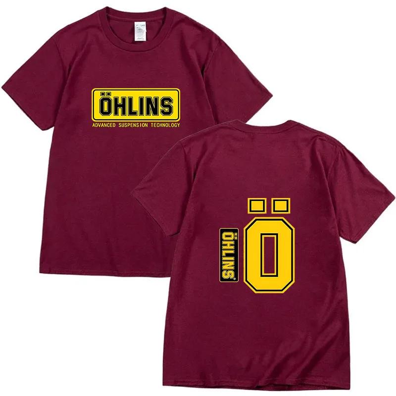 2024 Новая мужская уникальная спортивная гоночная футболка Ohlins из чистого хлопка Повседневная удобная и популярная футболка Shock Ohlins RXF34 M.2 для мужчин
