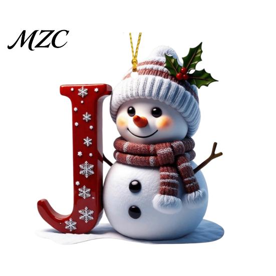 Custom Name Ornaments for Couples 2D Snowman Christmas Ornaments, Personalized Letter Tree, Reusable Tree Hanging Initial Ornament, Ornament DIY Xmas