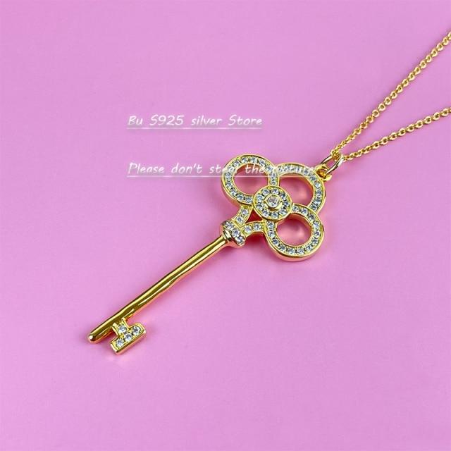 Новое ожерелье с подвеской в виде короны из розового золота и серебра S925 пробы для женщин, цепочка для свитера, цепочка с костяной цепочкой, модные ювелирные изделия