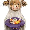 Dark Style Resin Ornament 3Pcs Halloween Ghost Highland Cow Figurines, Yak Statues with Pumpkin, Farmhouse Craft Figurine Tabletop Ornaments
