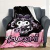 1pc Cute, Gothic, Kuromi RV flannel blanket, pattern printed blanket, sofa bed couch car office camping travel warm comfortable soft blanket
