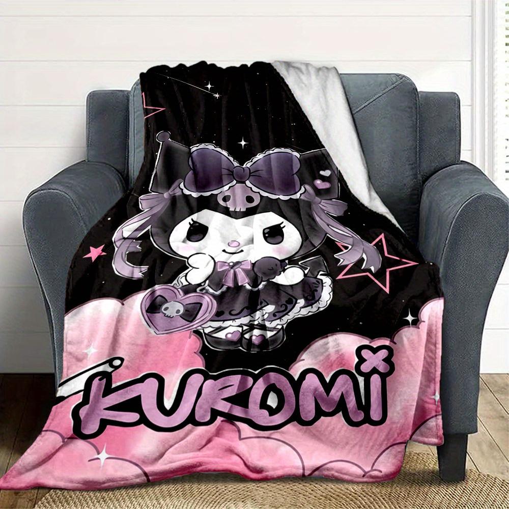 1pc Cute, Gothic, Kuromi RV flannel blanket, pattern printed blanket, sofa bed couch car office camping travel warm comfortable soft blanket