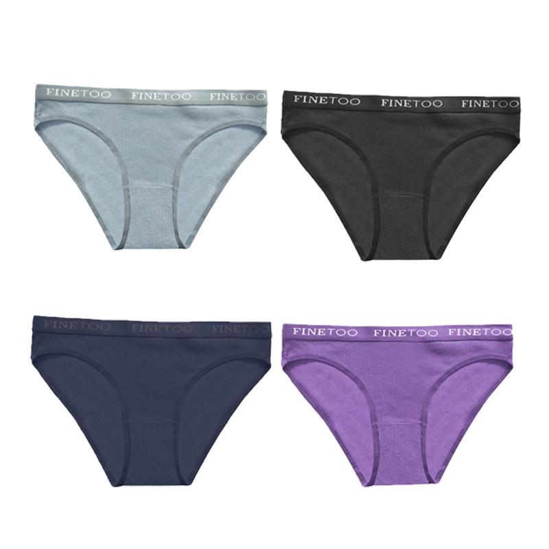 FINETOO Бесшовные трусики, 4 шт./компл., женские трусы, женские трусы, однотонные трусики, нижнее белье, M-XL, хит продаж