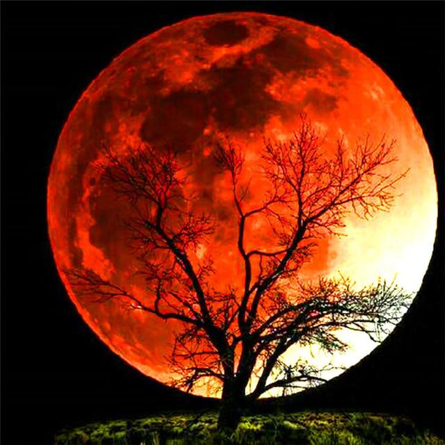 5D DIY Алмазная картина Полный круг Пейзаж Дерево Отражение Вышивка Картина Вышивка крестом