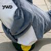 Outdoor Garden Statue Decor Shark Porch Goose Outfit, Cute Gray Costume with 3D Fin Decorative Accessories Design for 23" Gooses Decoration,