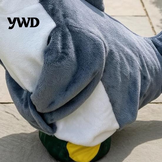 Outdoor Garden Statue Decor Shark Porch Goose Outfit, Cute Gray Costume with 3D Fin Decorative Accessories Design for 23" Gooses Decoration,