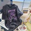 Американский стиль Свободная Выстиранная Уличная Ретро Футболка с Принтом Летняя Мужская и Женская Новая Футболка Топ