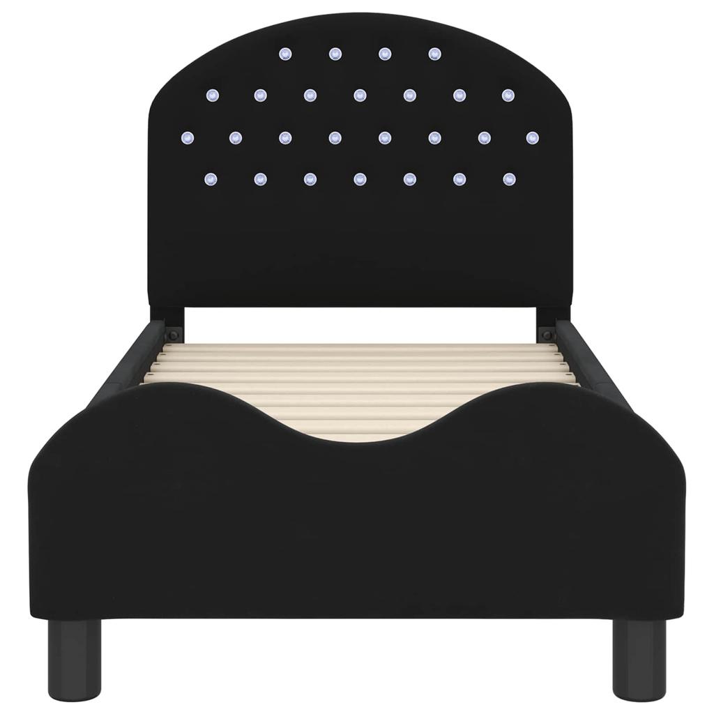 Kids Bed Frame with Headboard Black 70 x 140 cm Velvet