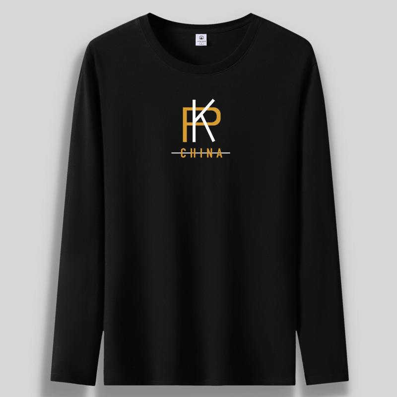 PK Plus Size Мужская футболка с длинными рукавами из чистого хлопка с круглым вырезом S-5XL