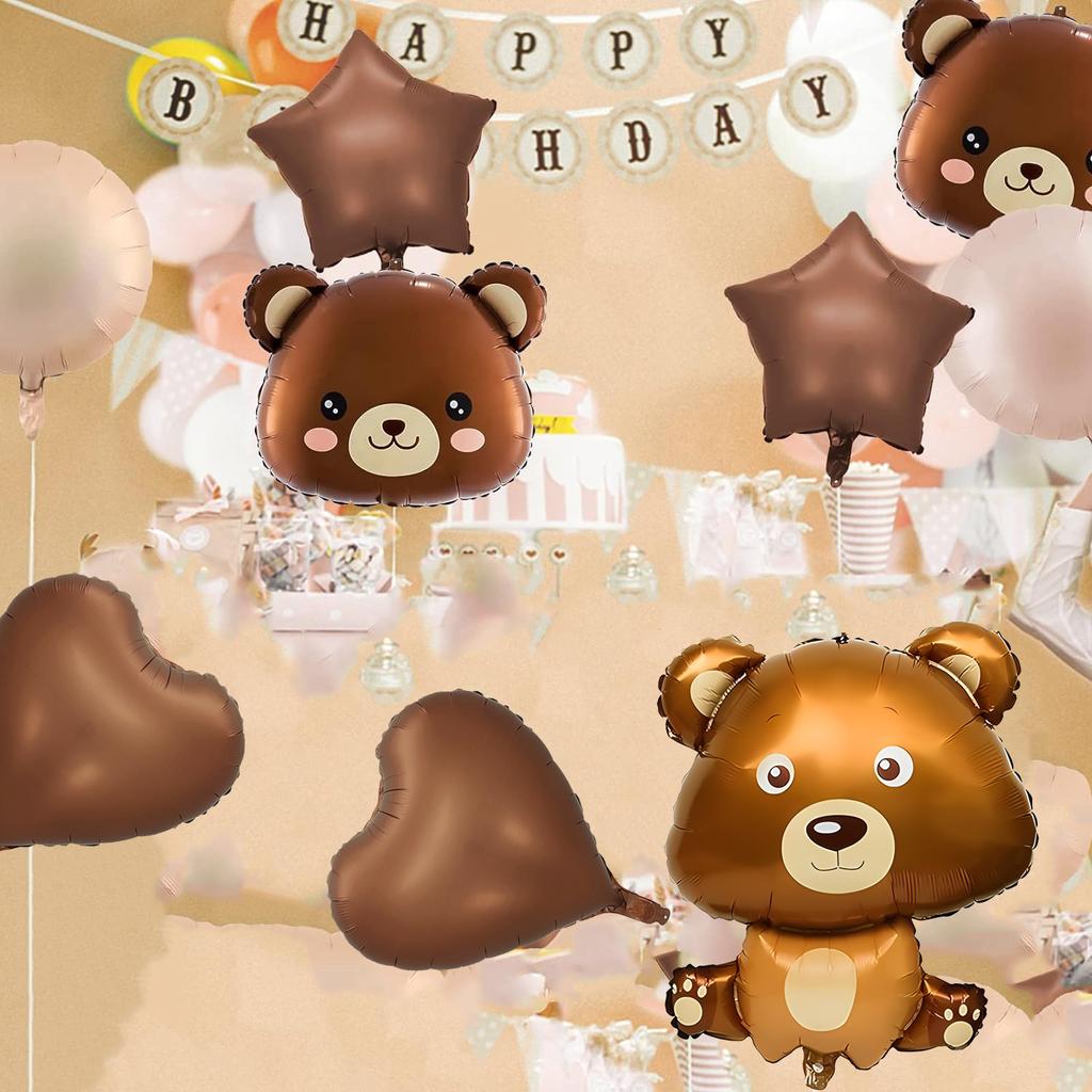 9 шт., воздушные шары с медведем, украшения, плюшевый мишка, воздушные шары из алюминиевой фольги, воздушные шары из фольги с животными для детей, мальчиков и девочек, день рождения