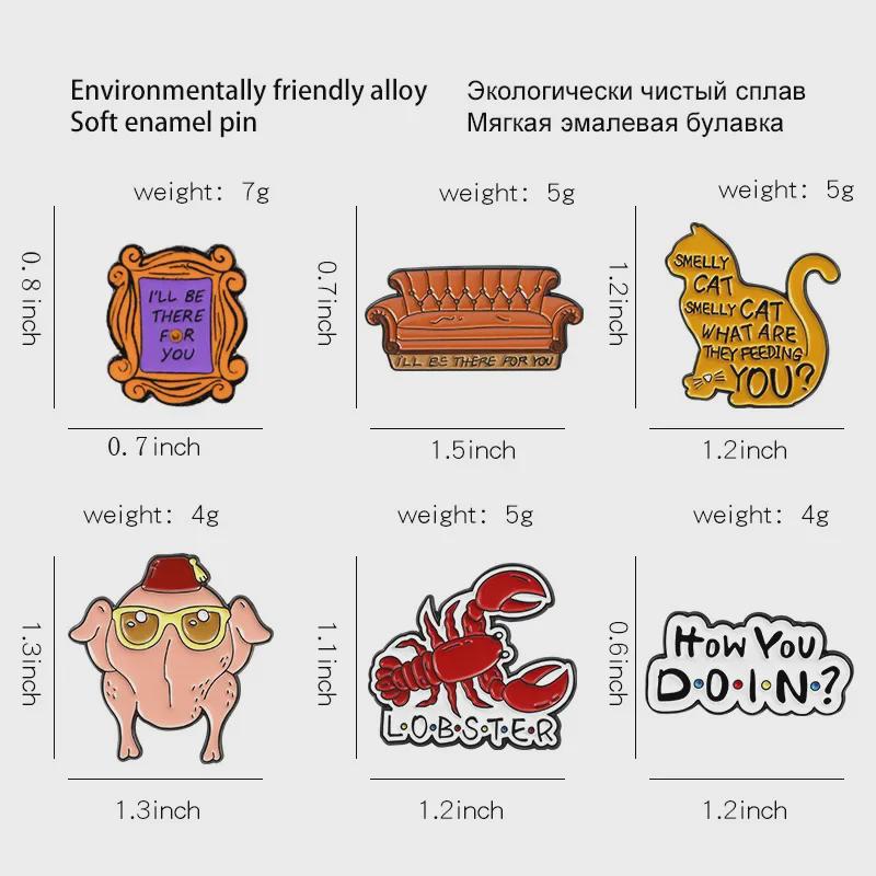 Брошь с надписью «Дизайн дивана-лобстера»: Вдохновлено сериалом «Друзья»