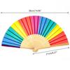 Rainbow Hand Fans Colorful Hand Held Fan Chinease Folding Hand Fan Hand Rave Fan Durable Cloth with Sturdy Bamboo Handle