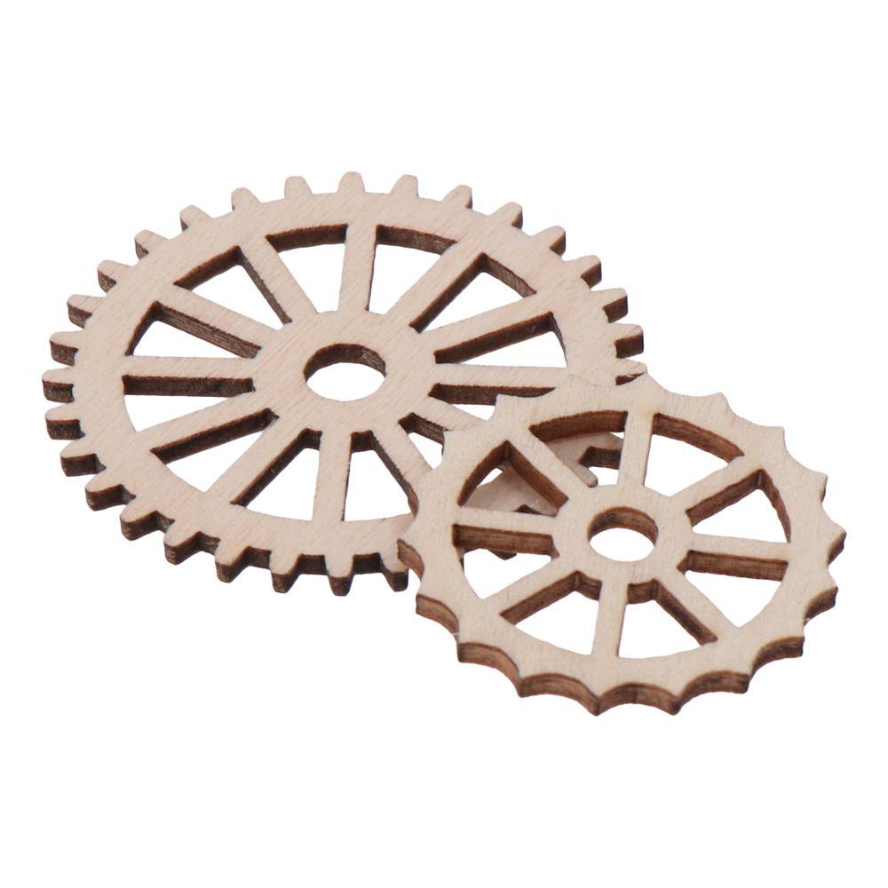 Brown Wooden Gear Wheels Wood Wooden Decoration Blank Gear Slices Craft Wheels for DIY