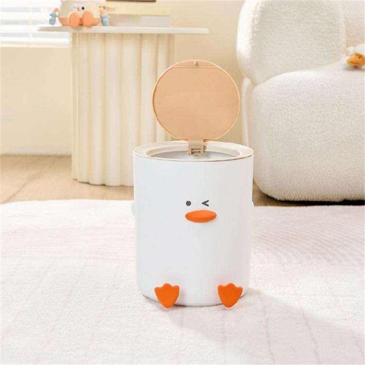 Miniature Duck Design Waste Bin ABS Home Decorative Trash Can with Press Lid Leakprevent For Kitchen Bathroom Office
