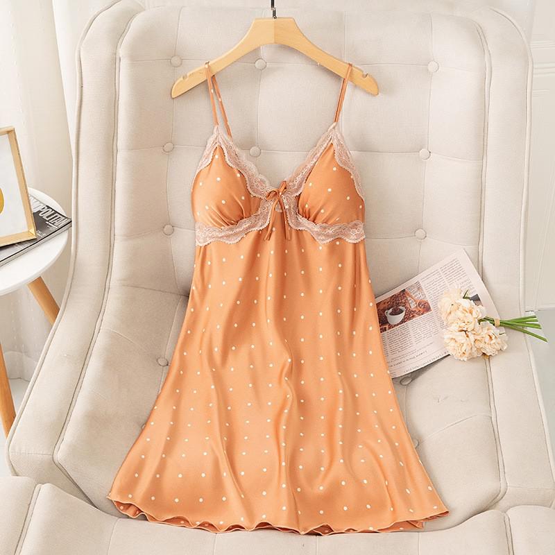 Ночная сорочка на бретельках Пижама Сексуальная комбинация Ночная рубашка Женское Кимоно Халат Шелковая ночная сорочка С V-образным вырезом Летняя одежда для сна