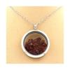 Pierres et Minéraux. Collier Grenat Rhodolite brut. Modèle Médaillon 20 mm. Couleur Argent.