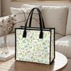 Floral Tote Bag Casual Canvas Shopping Handbag for Daily Use