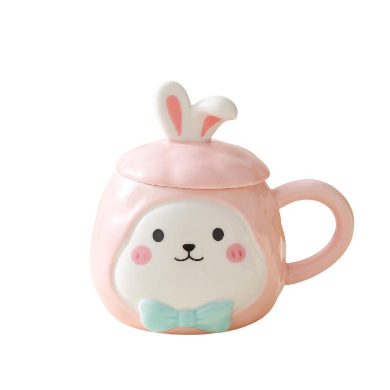 Creative Cartoon Mug Ceramic Cup Water Cup with Lid Couple Cup Children Drinking Water Cup Gift Gift