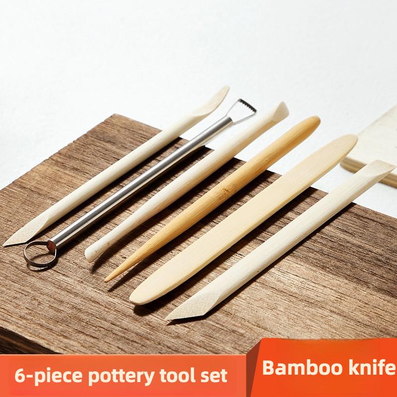 Pottery Tools Bamboo Clay Sculpture 6-Piece Set Clay Sculpture Fine Carving Figure Pottery Clay Knife Art Supplies