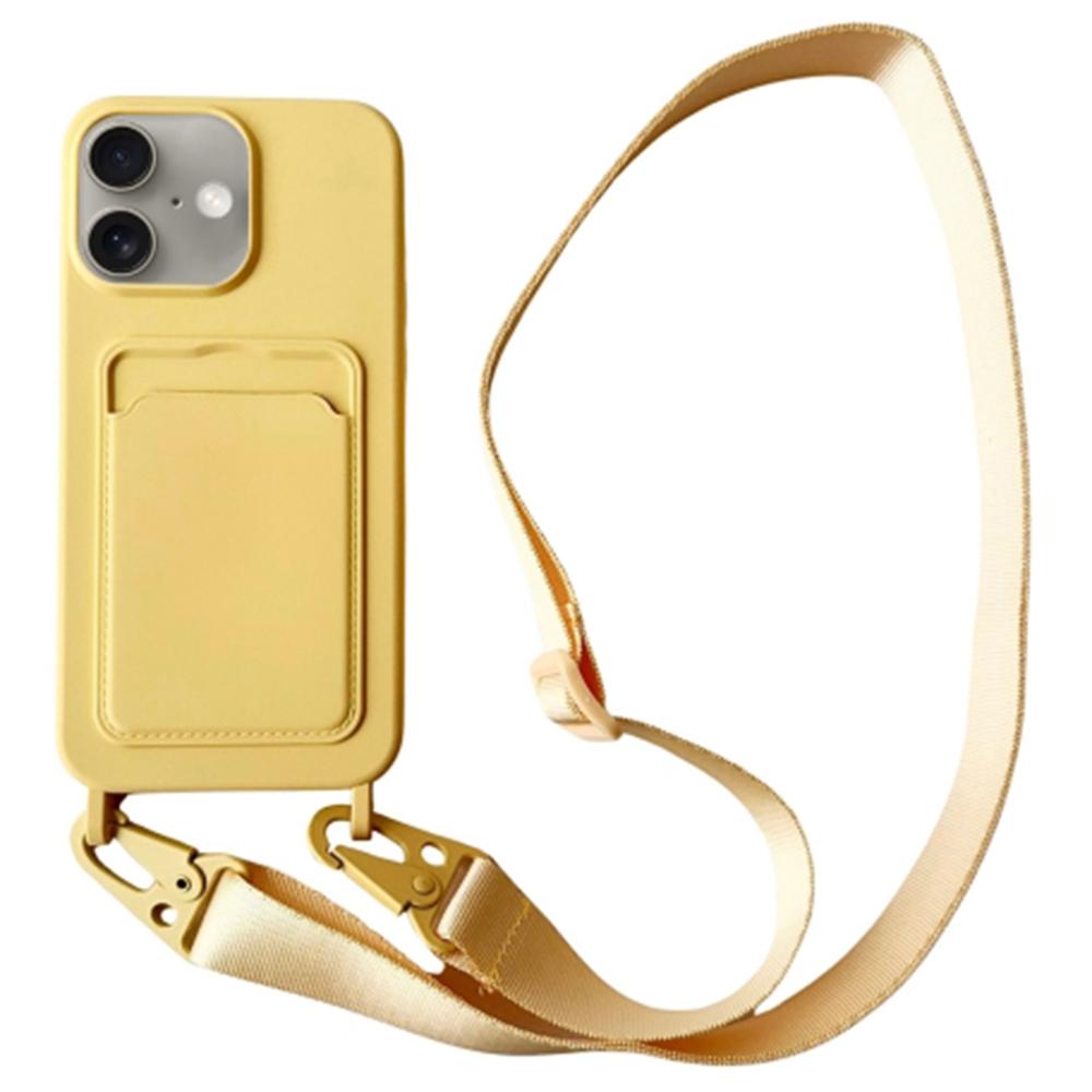 Чехол для iPhone 16 Жидкий силикон Слот для карт Мягкая накладка для телефона со шнурком