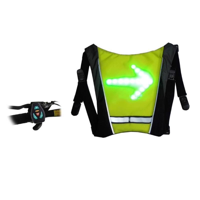 USB Charging Reflective Backpack Vest Turn Signals Indicator for Bicycle Riding