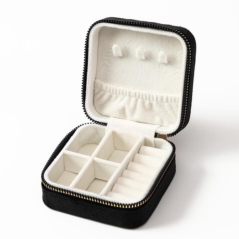Compact Velvet Jewelry Travel Box for Rings, Earrings, and Necklaces