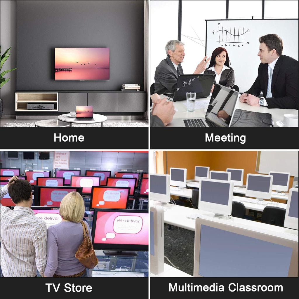 KELIIYO HDMI Splitter Input 1 Output 4 Power Supply HDMI Video Splitter with AC Adapter Screen Monitor Mirroring Supports Ultra HD 1080P 2K 3D