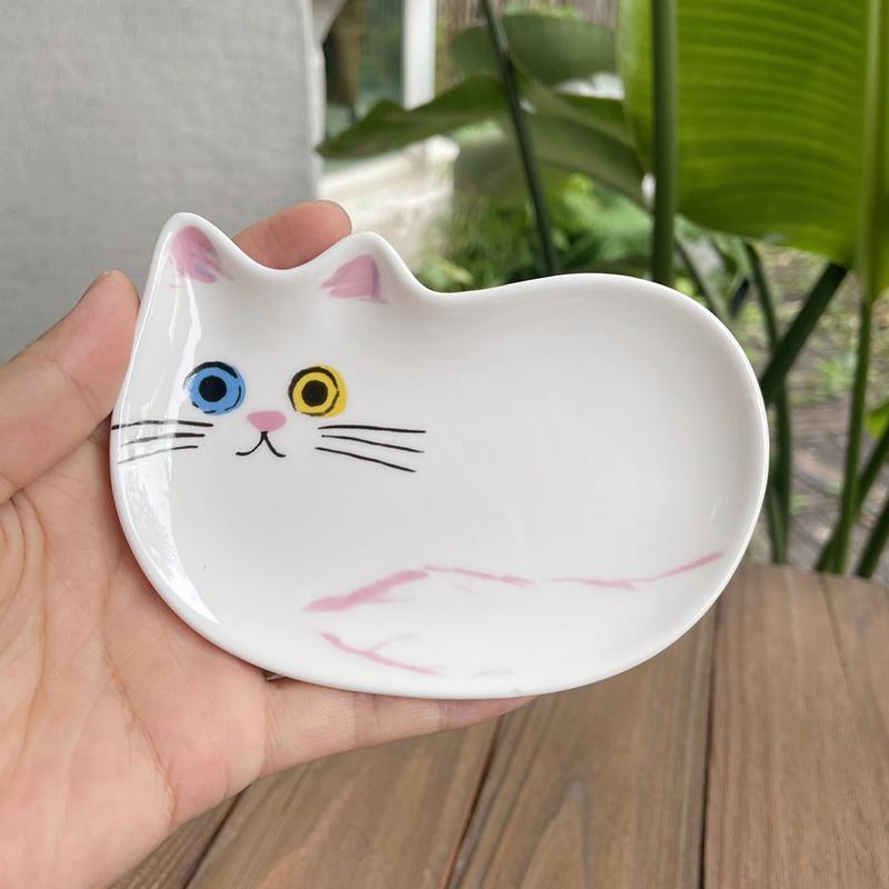 1PC Cat Ceramics Dish Kitchen Spoon Holder Home Cat Sauces Dishes Restauarant Seasoning Plate Japanese Cute