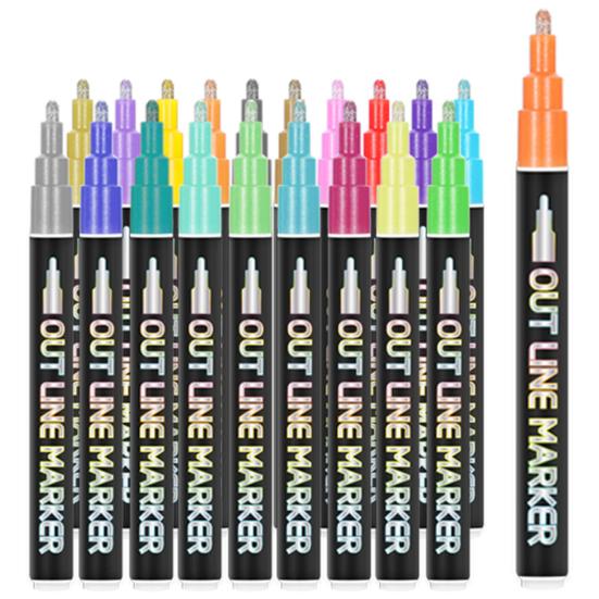 8/12/20 шт. мерцающие маркеры с двойной линией и кончиком 1-3 мм, чернила без запаха, гладкие металлические ручки для письма для изготовления карточек, надписи, художественный рисунок своими руками