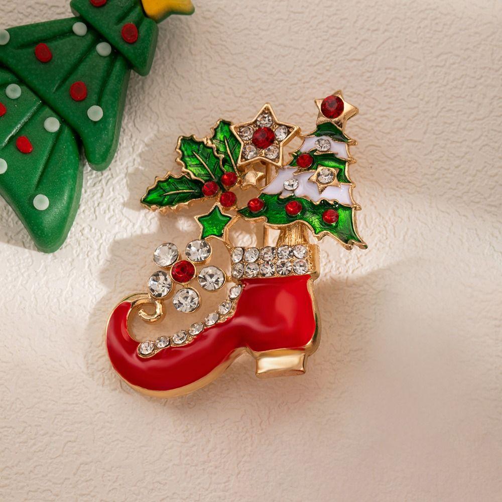 Versatile Christmas Brooch Boots Christmas Oil Drop Brooch Xmas Enamel Pin New Year