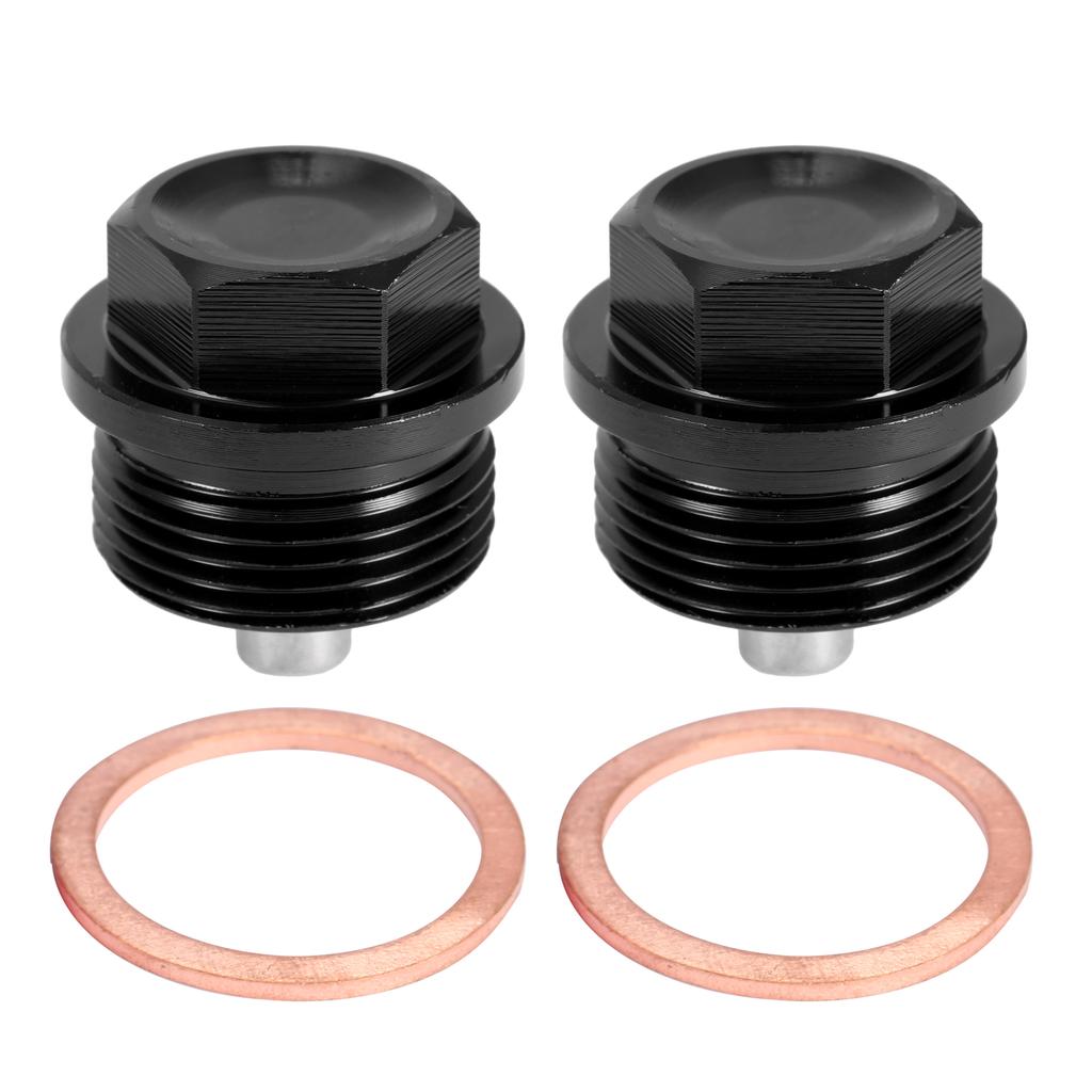 UXCELL 2 Set M24x1.5 Vehicle Engine Oil Drain Plug Magnetic Aluminum Alloy Oil Drain Sump Screw with 2 Washer for Car Black Oil Drain Plugs 3