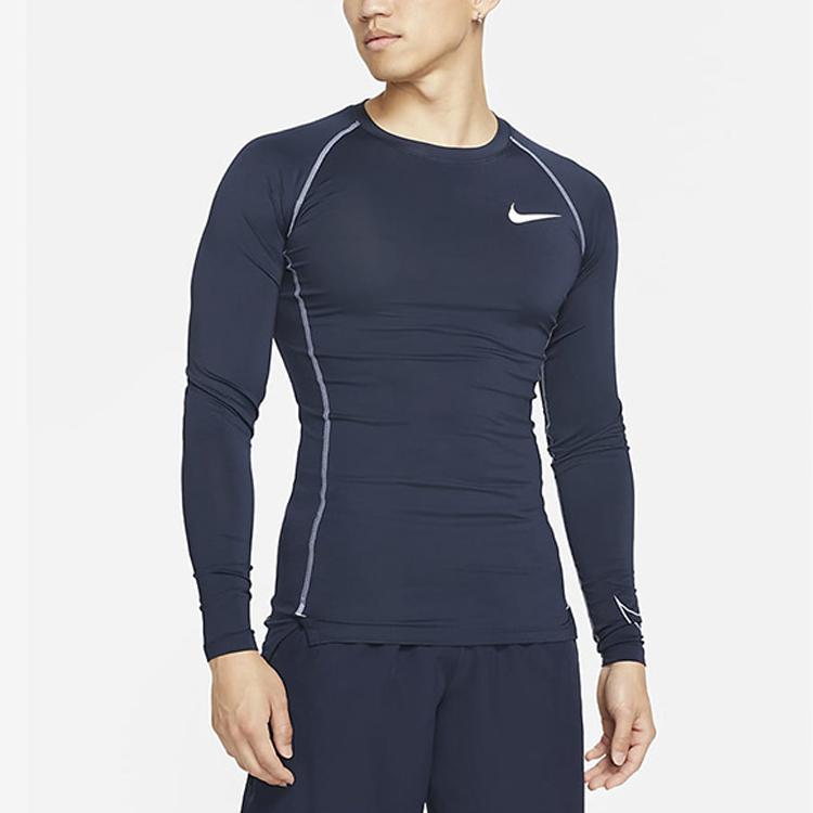 Nike Pro Dri-Fit Slim Fit Повседневная футболка с длинным рукавом с круглым вырезом Мужские топы Железно-фиолетовый DD1991-451