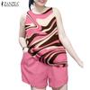 Women Print Tank Tops and Shorts Summer Two Piece Suit Sets