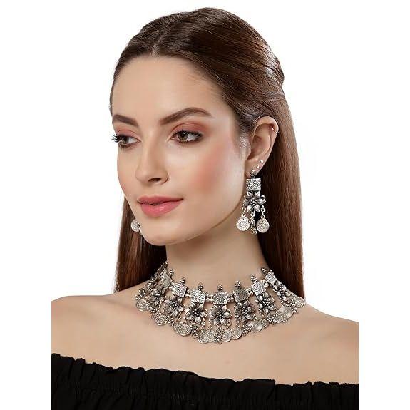 Новейший стильный необычный оксидированный традиционный оксидированный чокер-колье, комплект украшений для женщин