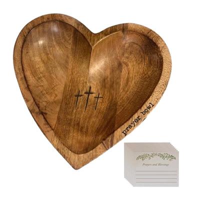 Новая молитвенная чаша в форме сердца, деревянная религиозная чаша с распятием, деревенский домашний центральный элемент, декоративная тарелка с фруктами, кухонная посуда, религиозный подарок