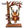 Christmas Wooden Ornaments Ornaments, Santa Snowman Figurine with Moving Natural Wood Tabletop Figurines Swing, Rustic Holiday Centerpiece for