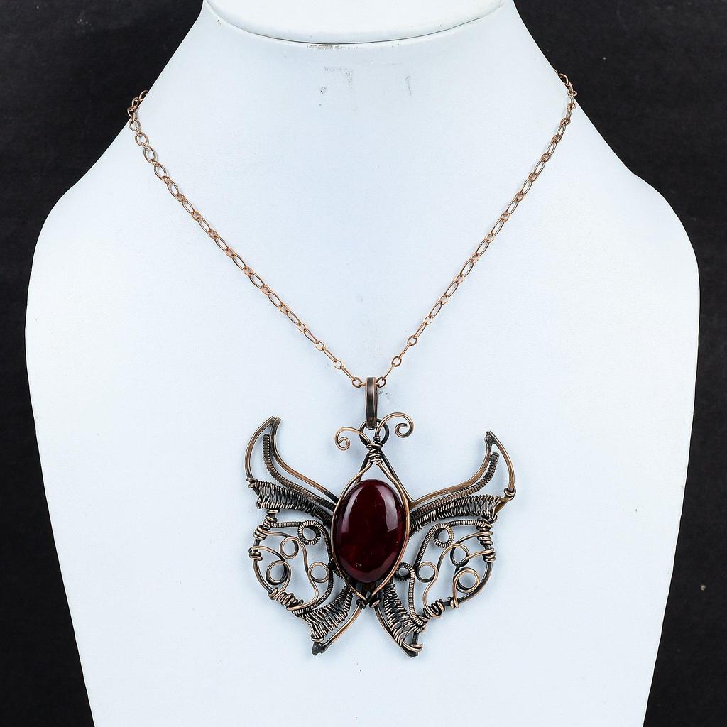 Red Fire Labradorite Pendant Copper Wire Wrapped Jewelry Gemstone Pendant Handmade Butterfly Pendant Copper Wire Wrap Pendant Wedding Gifts