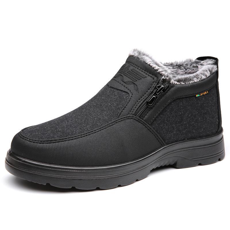 Men's Winter Non-Slip Velvet-Lined Old Beijing Cotton Shoes for Middle-Aged and Elderly