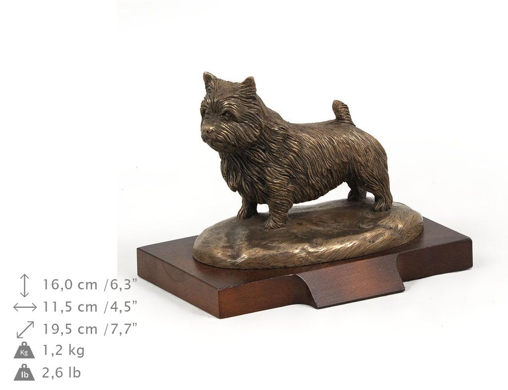 Norwich Terrier - Statuetka Psa, Figurka Na Białej Podstawie, Trofeum Na Wystawę Psów Marki Art-Dog