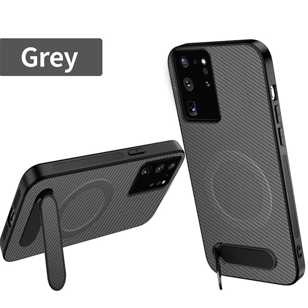 Чехол из ТПУ с текстурой под карбон для Samsung Galaxy S20 ULTRA, с подставкой для просмотра под разными углами, мягкая защитная крышка