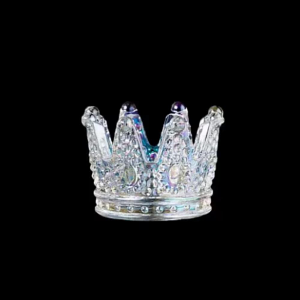 1/2Pcs Exquisite Crown Candle Holders Glass , Creative Candlestick Stand Home Decor