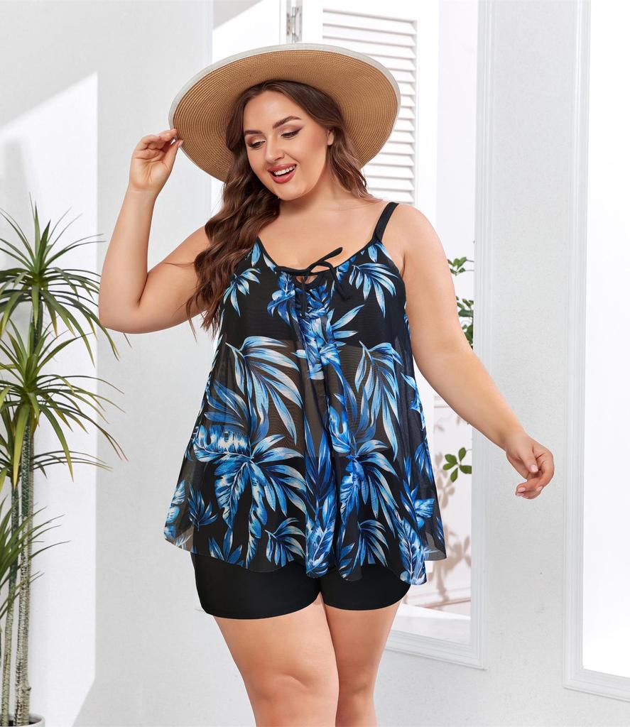 2024 Plus Size High Waist Tankini Two-Piece Women's Swimwear