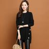 Women's Crew Neck Sweater Autumn Winter Loose Midi Pullover Knitwear Simple Irregular Hem Thick Knit Top Solid Color Stretch Jumper